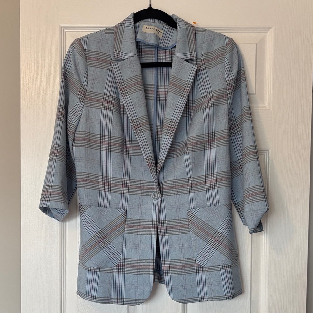Marvin Richards Gray Plaid Women's Blazer